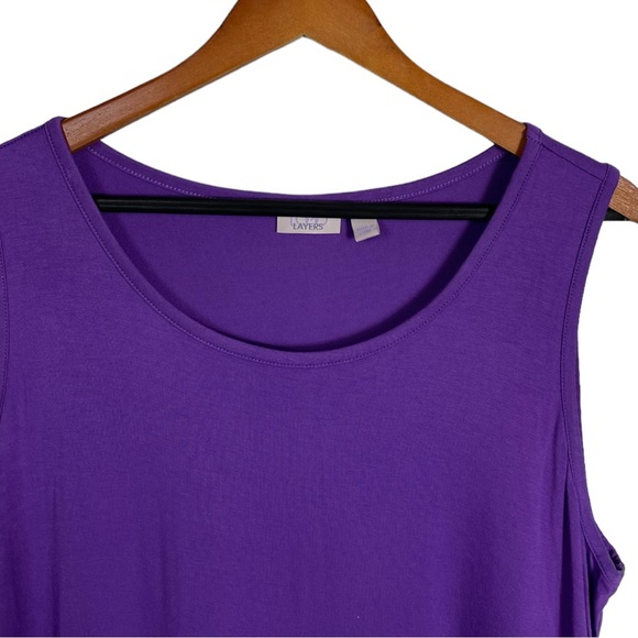 LOGO By Lori Goldstein Layers Tunic Purple Sleeveless Extra Large XL Ruffles - Picture 2 of 5